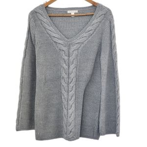 Metallic cable knit sweater wide sleeves